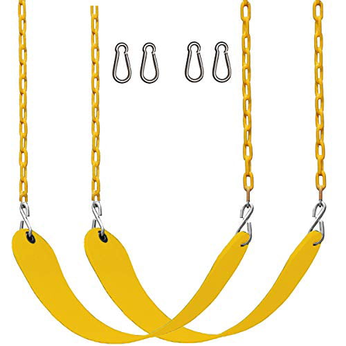 CCTRO 2 Pack Swings Seats Heavy Duty 66 Chain Plastic Coated Playground Swing Set Accessories Replacement with Snap Hooks Yellow 